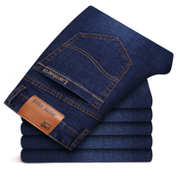 Męskie jeansy ze streczem marki 2020 nowe Business Casual Slim Fit spodnie dżinsowe czarne niebieskie spodnie jeansowe męskie Plus rozmiar 38 40 42 2
